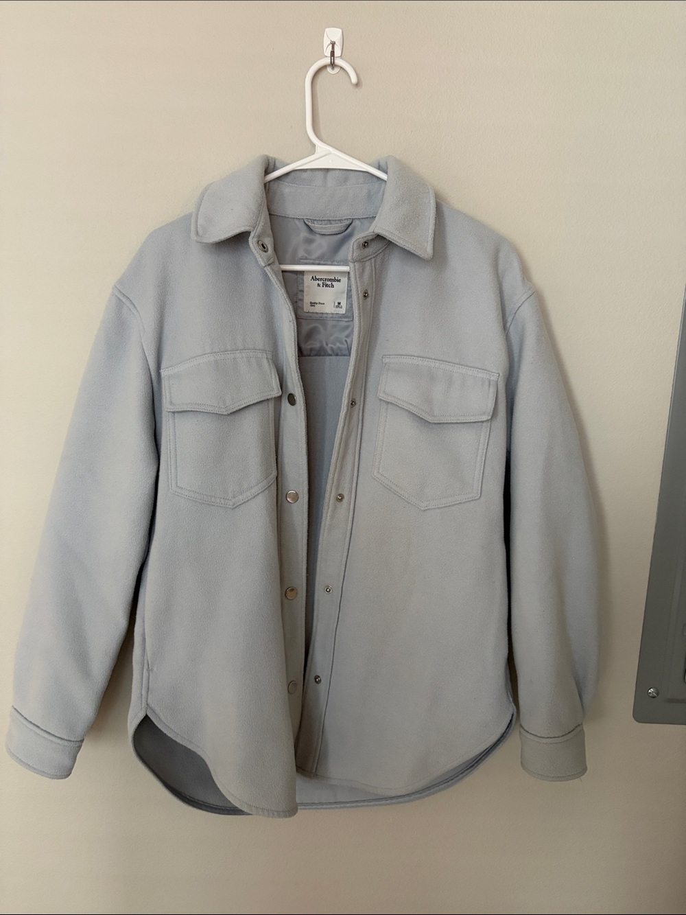 Abercrombie & Fitch Pale Gray Fleece Shirt Jacket